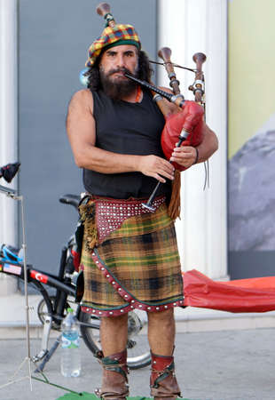 Man playing bagpipe