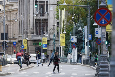 Pedestrians walking on a street
