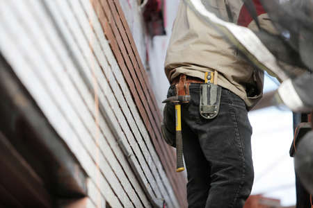 construction, worker, builder, tools, hammer, knife, jeans
