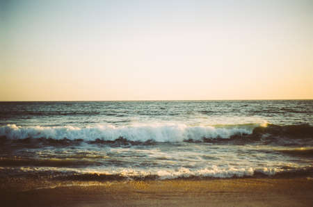 beach, sand, shore, ocean, waves, water, splash, sunset