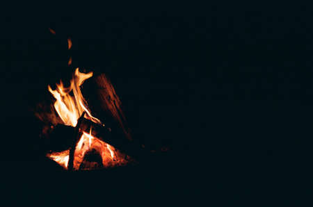 fire, bonfire, camping, dark, night, flames