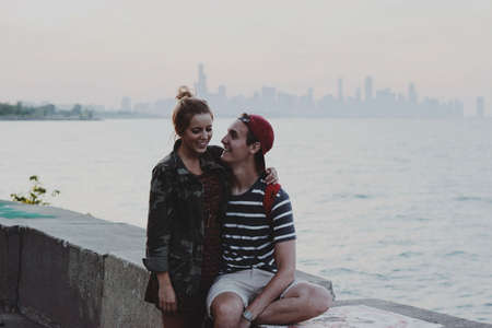 young, girl, guy, people, couple, love, romantic, hat, shorts, tshirt, jacket, dress, camouflage,...