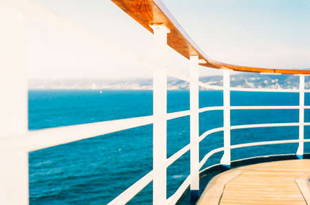 wood, railing, ship, boat, deck, water, sea