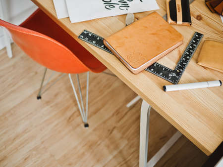 hardwood, table, desk, chair, design, notebook, ruler, reading glasses, office, work