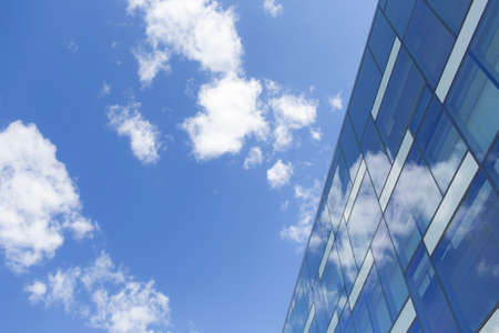 blue, glass, windows, sky, clouds