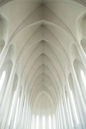 white, church, arches, ceiling, sunlight