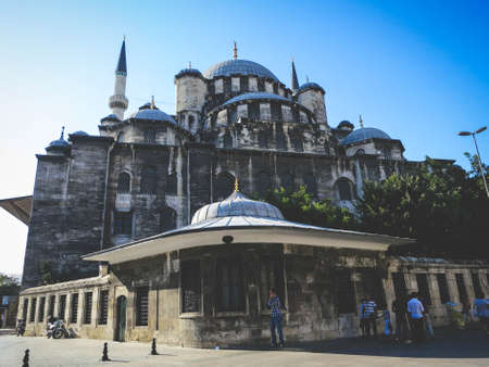 Rustem Pasha Mosque, Istanbul, Turkey, architecture, people, sidewalk, walking, pedestrians,...