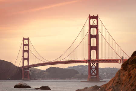 sunset, sky, golden gate bridge, suspension, architecture, san francisco, usa, united states, red,...