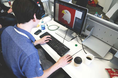 graphic design, photoshop, desktop, computer, working, technology, business, office, headphones,...