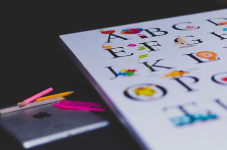 alphabeth, abc, kids, school, learn, colour, color, children, painting, nursery, class