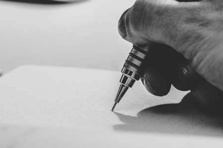 sketch, drawing, design, paper, pen, notepad, black and white