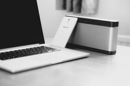 macbook, laptop, computer, technology, mobile, smartphone, dock, objects, devices, black and white,...