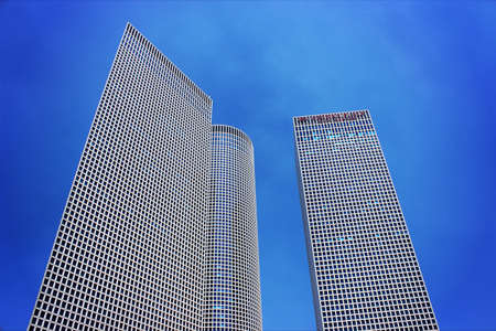 buildings, towers, high rises, architecture, windows, blue, sky, city, urban