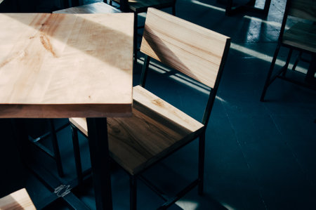 wood, table, chairs, cafe, restaurant
