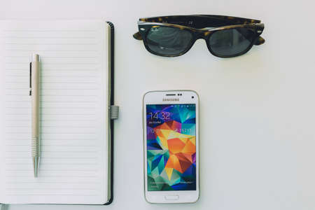 smartphone, mobile, notepad, notebook, pen, technology, sunglasses, objects, business