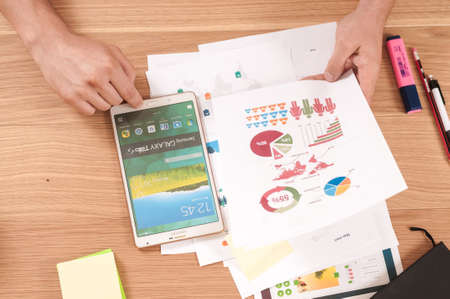 samsung, galaxy, android, smartphone, mobile, technology, office, desk, working, business, charts,...