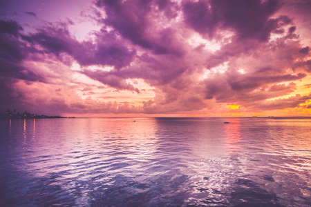 purple, sky, clouds, sunset, dusk, ocean, sea, lake, water, horizon, landscape, nature