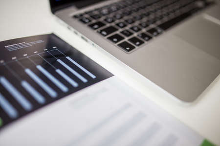 macbook, laptop, computer, technology, charts, graphs, business, office, desk