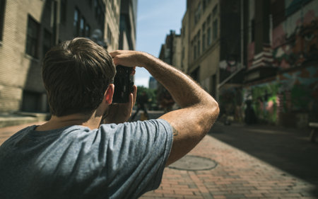 guy, man, looking, street, road, city, people