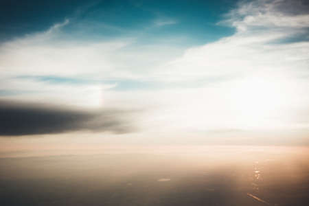 sky, clouds, aerial, view, ocean, sea, sunshine, summer