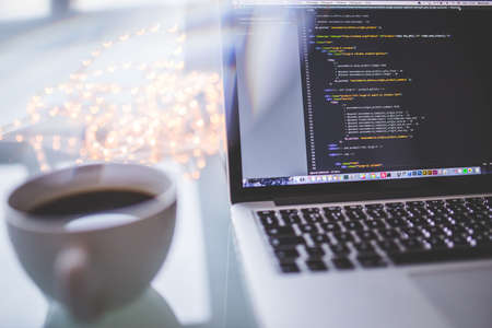 macbook, computer, laptop, technology, programming, coding, code, business, working, coffee, cup,...