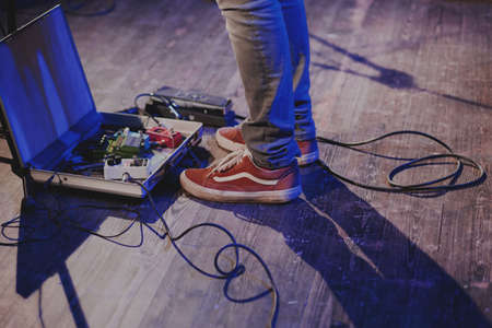 stage, concert, show, wires, equipment, microphone, musician, people