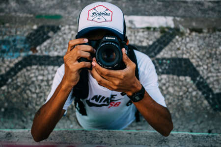 guy, people, photographer, camera, hands, hat, lifestyle, lens