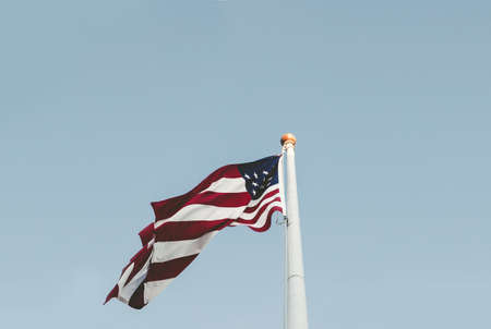 blue, sky, american, flag, USA, united states, pole