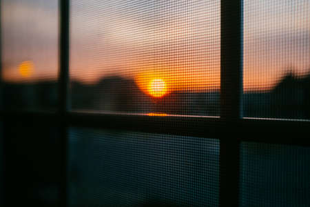 sunset, dusk, screen, window