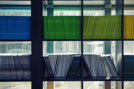 office, work, business, bookshelves, books, piles, stacks, workspace, colors