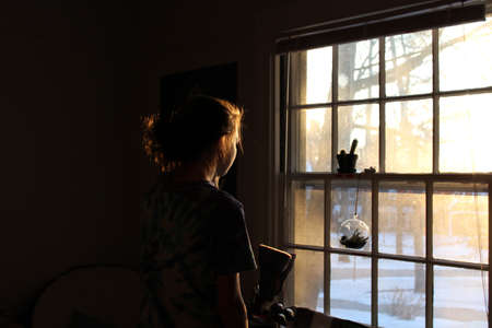 woman, girl, lady, people, back, contemplate, window, grates, air, plants, cactus, view, nature,...