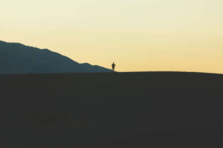 nature, landscape, mountains, slope, summit, peaks, sky, horizon, guy, man, male, people, stand,...