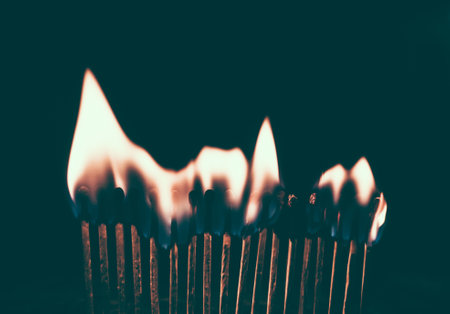 still, items, things, matches, row, line, queue, lit, light, fire, flame