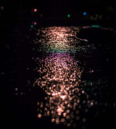 still, water, puddle, droplet, drop, stop, motion, reflection, colors, bokeh