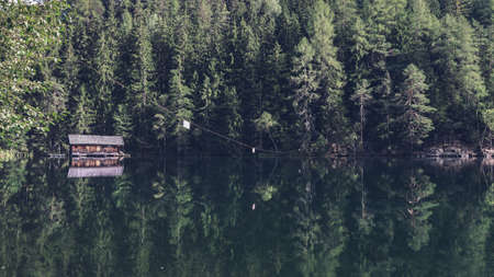 nature, water, lake, reflection, cabin, cottage, house, forest, trees