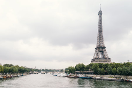 architecture, structure, eiffel, tower, trees, bay, boats, yachts, river, seine, nature, sky,...