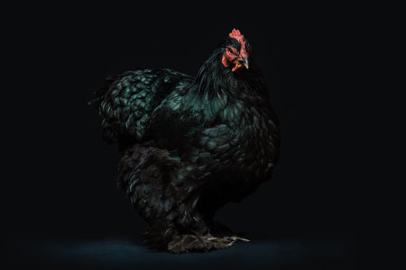animals, birds, chickens, rooster, black feathers, regal, majestic, still, bokeh
