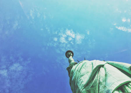 statue of liberty, blue, sky, clouds, summer, sunshine