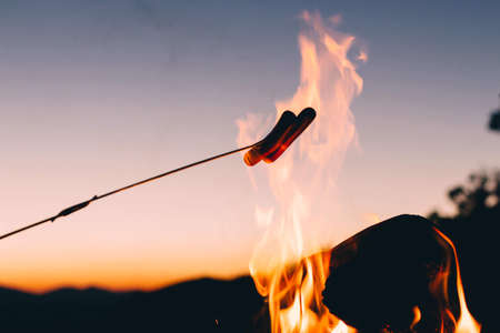 hotdog, roast, fire, stick, bonfire, dinner, breakfast, lunch, beach, travel, sand, friends, ocean,...