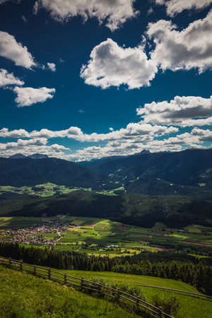 nature, aerial, green, grass, trees, mountain, hill, house, clouds, sky