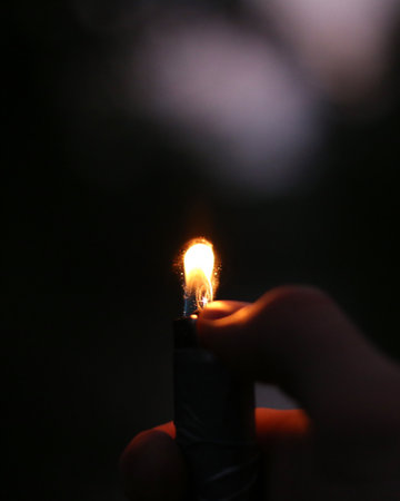 fire, lighter, night, dark, spark