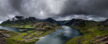 nature, landscape, water, ocean, sea, mountain, hill, green, clouds, sky, travel, adventure. aerial
