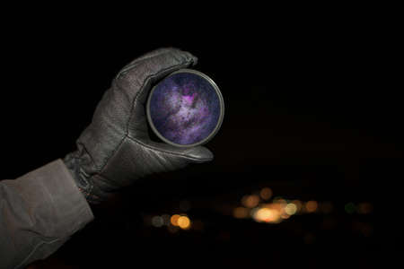 hand, glove, dark, night, light, bokeh