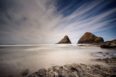 sea, ocean, water, waves, coast, rocks, nature, sky, clouds