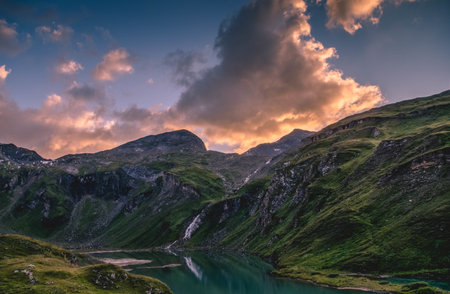 highland, trees, plant, green, grass, nature, landscape, sunset, sunrise, sky, mountain, valley,...