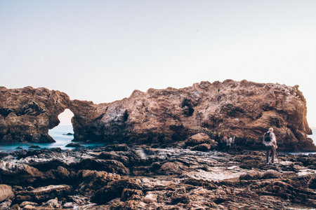 rock, formation, sea, ocean, water, waves, nature, coast, blue, sky, nature, people, photographer,...