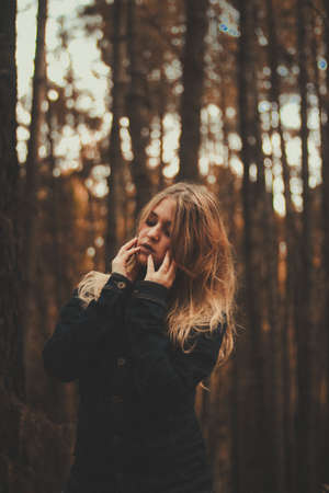 people, girl, woman, black, clothing, fashion, beauty, trees, dark, bokeh