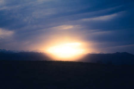 highland, mountain, dark, sunset, sunrise, sunlight, clouds, sky, nature