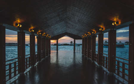 sea, ocean, water, nature, cottage, hallway, structure, building, dark