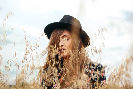 people, girl, woman, alone, beauty, hair, cap, hat, fashion, autumn, sky